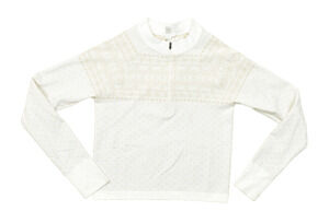 DSG Momentum Seamless Women's XL Pure White Fair Isle 1/4 Zip Pullover Stained